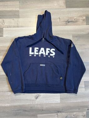 Vintage CCM Toronto Maple Leafs Hoodie Youth Large TML Blue Center Ice Flawed